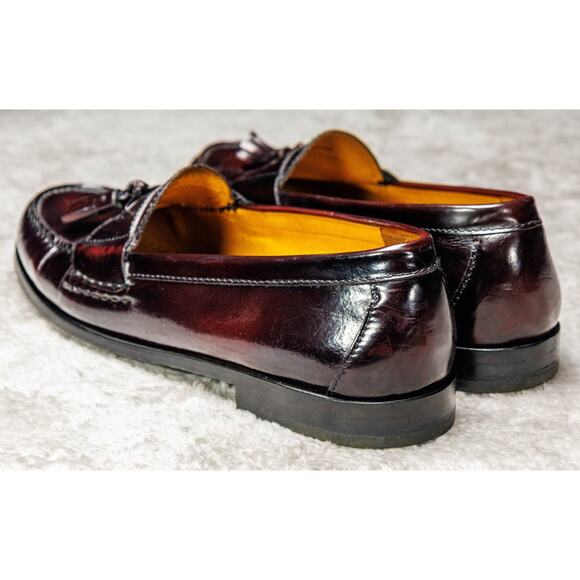 Cole Haan Burgundy Leather Tassel Loafers Slip On Shoes Mens Size 12 - Picture 13 of 16